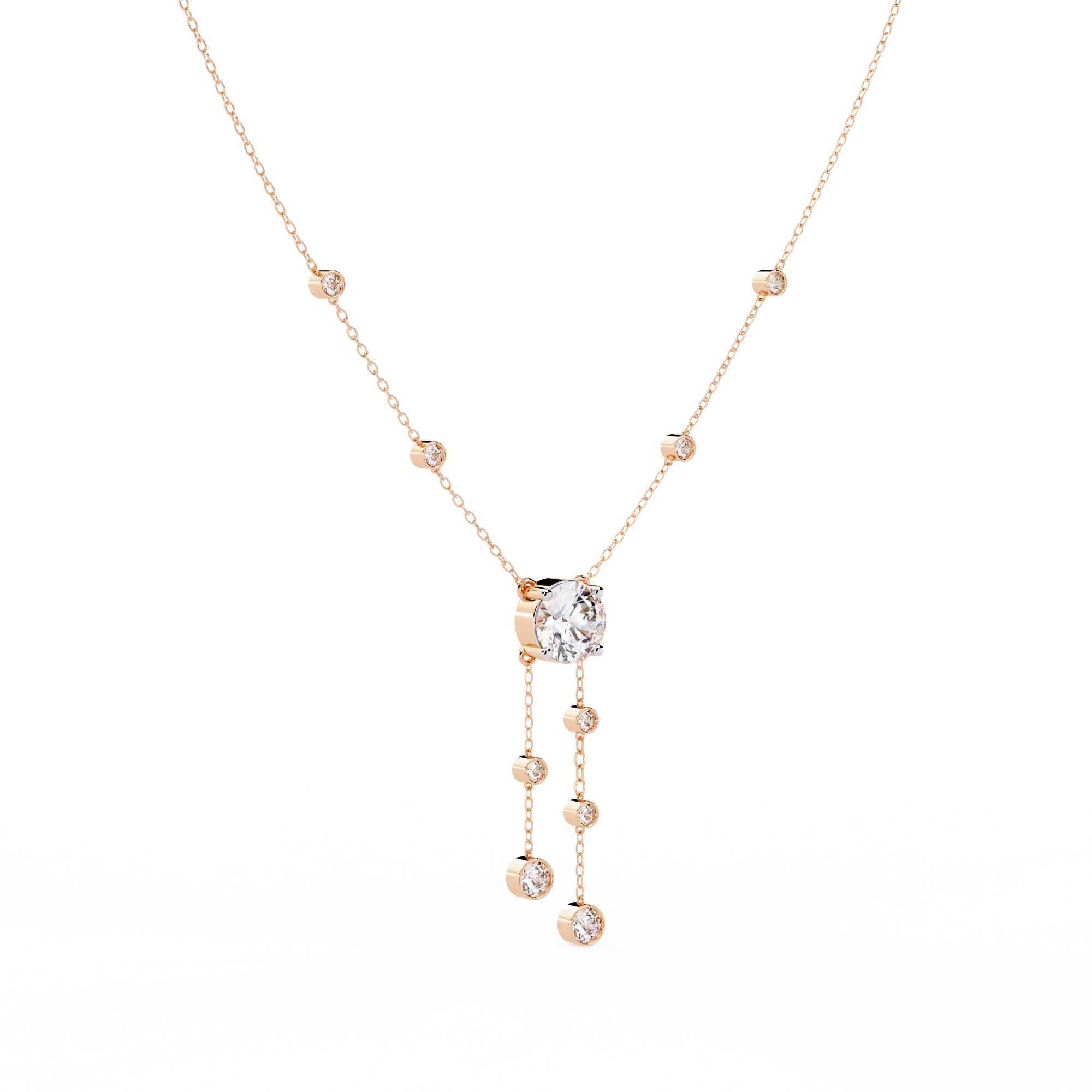 Solitairekart 0.66ct Cascading Natural Diamond Solitaire Necklace-HI Color, VS-SI Clarity